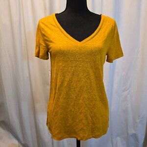 J.Crew Linen V-Neck T-Shirt in Bronzed Ochre S